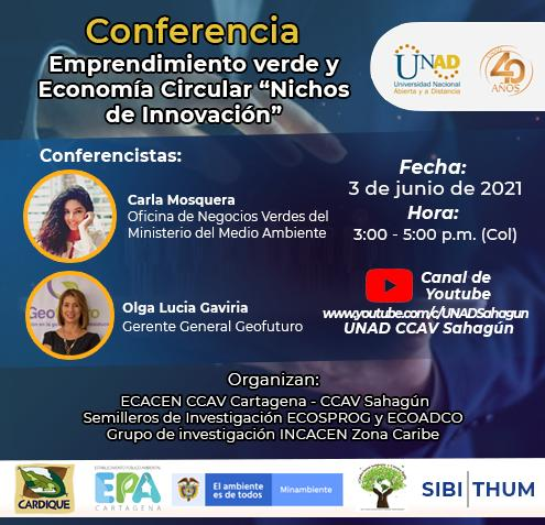 Banner invitación al evento Conferencia Emprendimiento Verde y Economia Circular. 